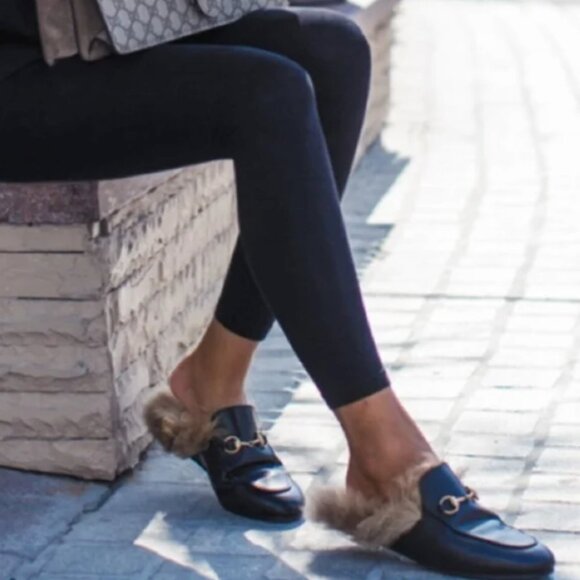 Gucci Black Velvet And Fur Princetown Horsebit Flat Mules Size 40 - Picture 13 of 13